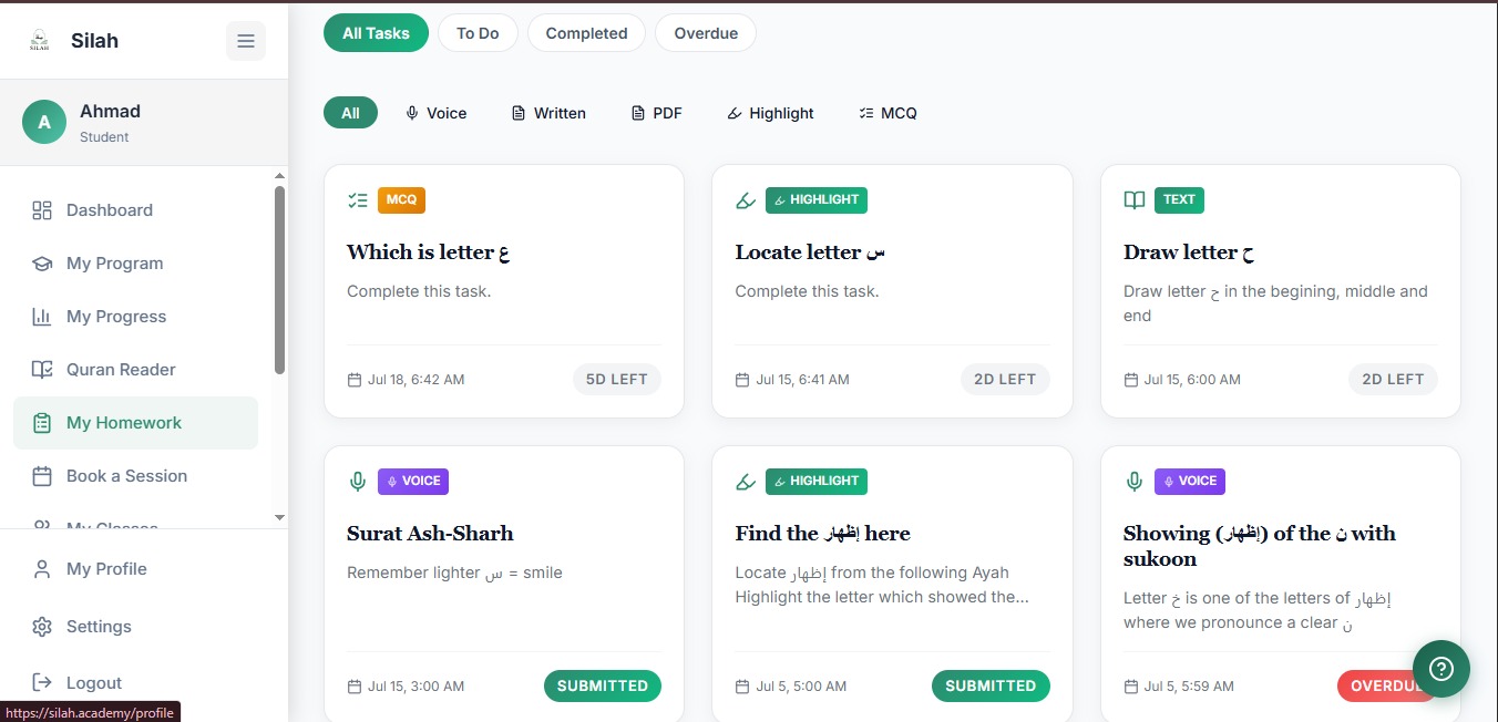 Homework & Feedback — Assignments